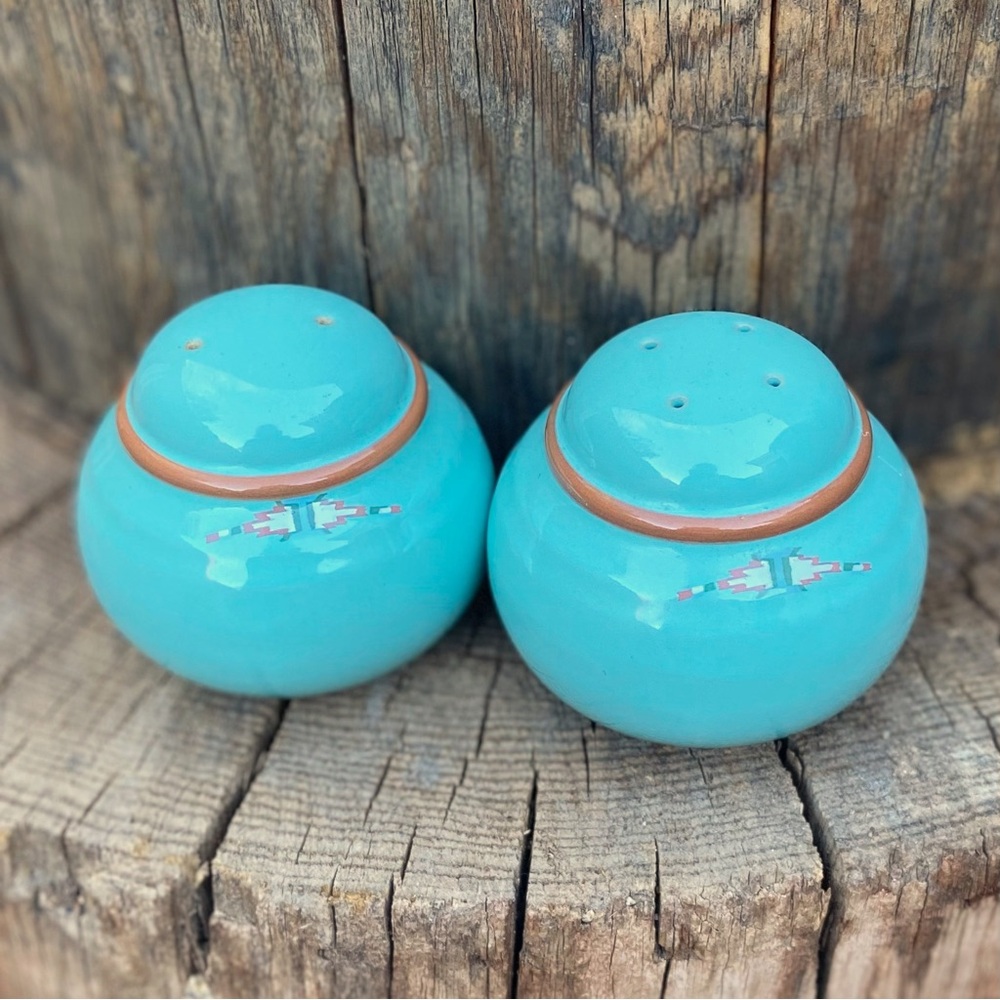 Western Turquoise Ceramic Salt and Pepper Shakers by Noritake